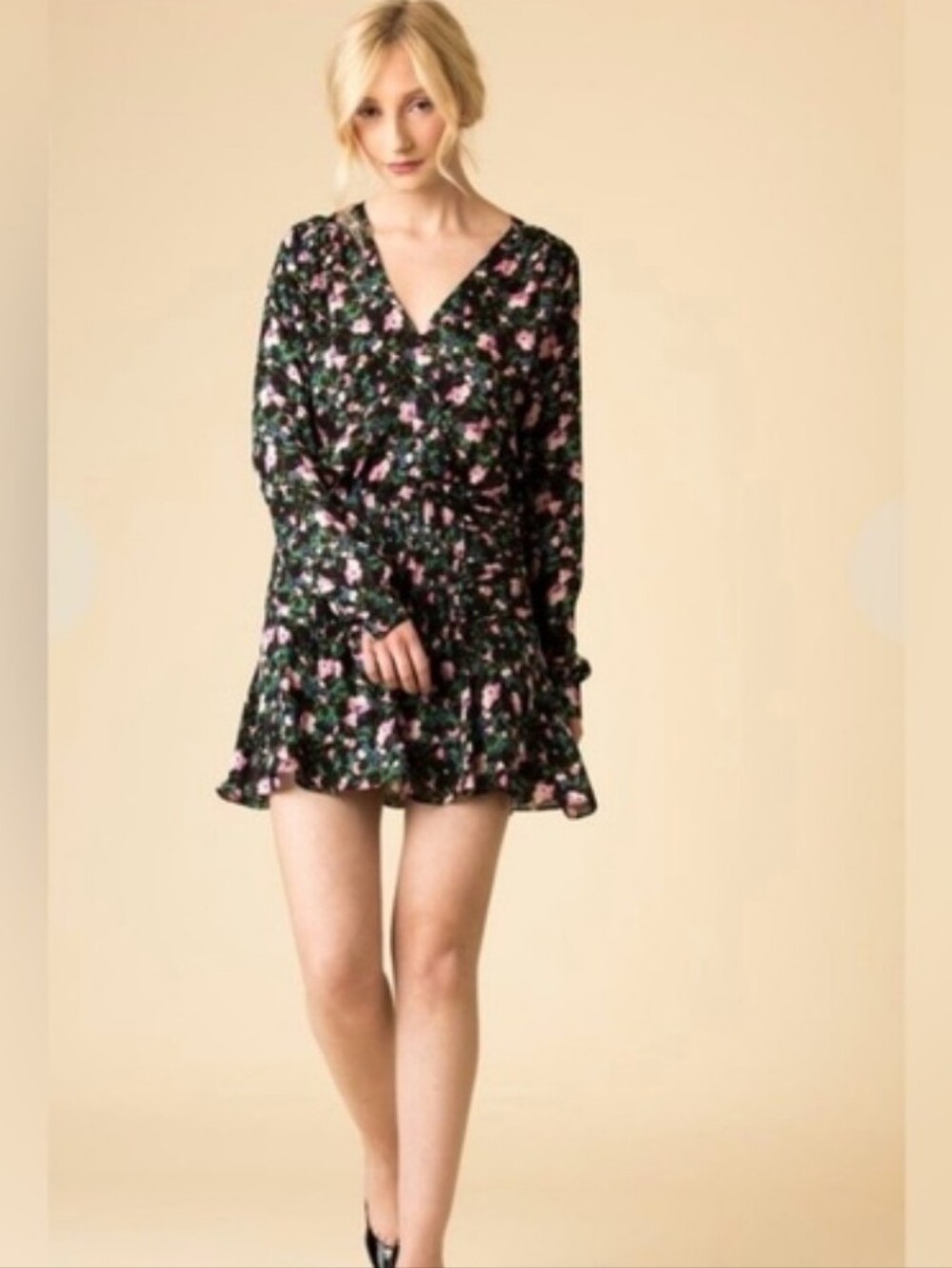 eronica Beard Naomi Flora Silk Mini Dress